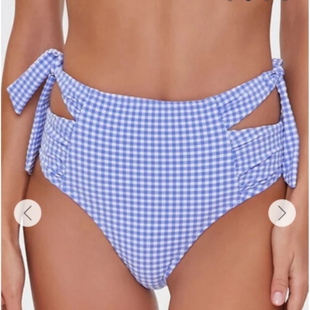 NWOT Forever 21 Blue Gingham Bikini Bottoms size L